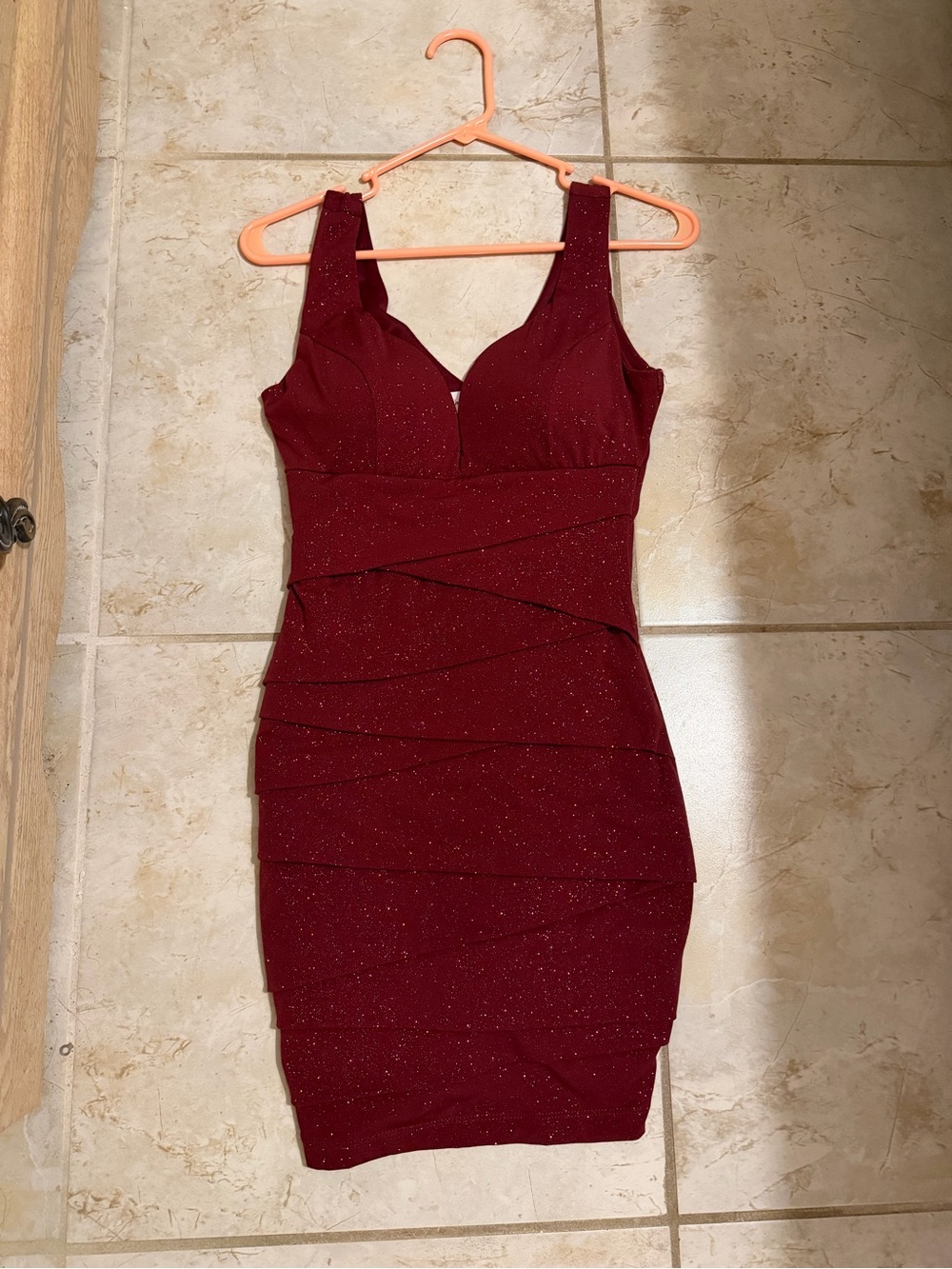 Emerald Sundae Sparkling Burgundy Sleeveless Bodycon Mini Dress